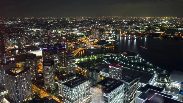 Yokohama noite luz paisagem urbana 2 — Fotografia de Stock