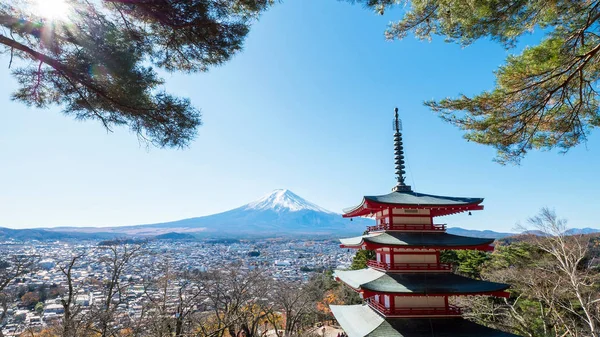 Fuji hegy vörös Pagoda 6 — Stock Fotó