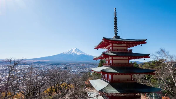 Fuji hegy a vörös Pagoda 7 — Stock Fotó