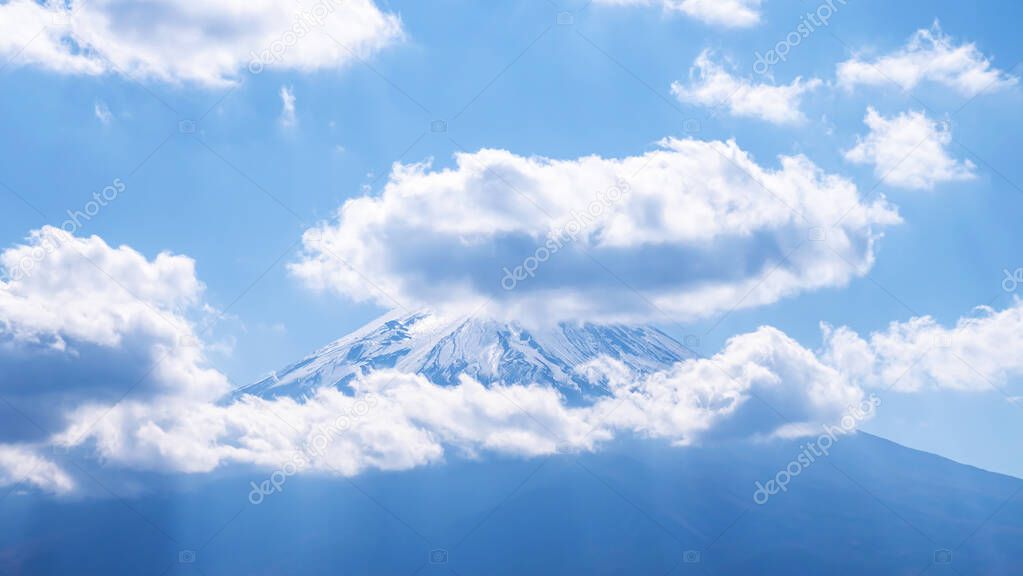 Close up of Fuji Mountain and white cloud 1