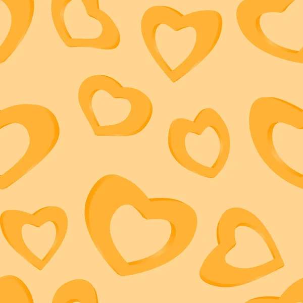 3d goldene Herzen. nahtloser Hintergrund — Stockvektor