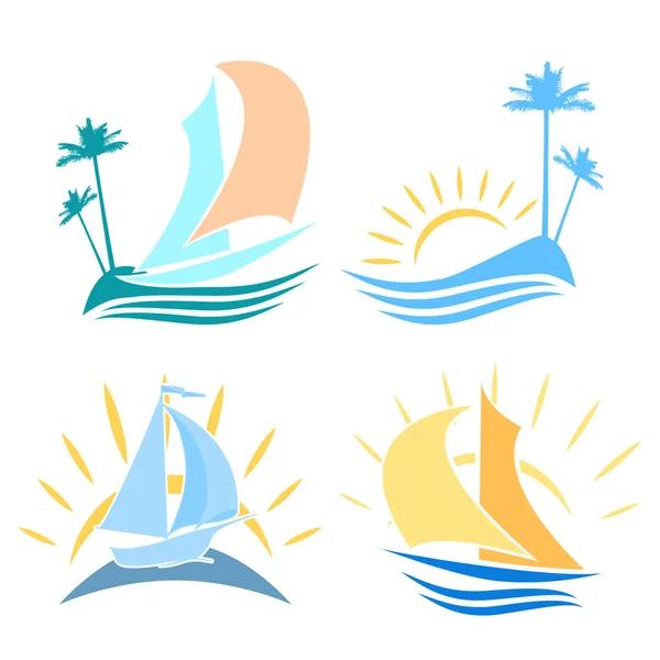 Denizin üzerinde logoları kümesi