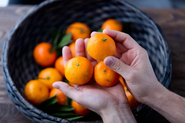 natural orange in human hands