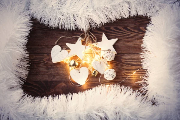 Witte decoratie en fairy verlichting — Stockfoto