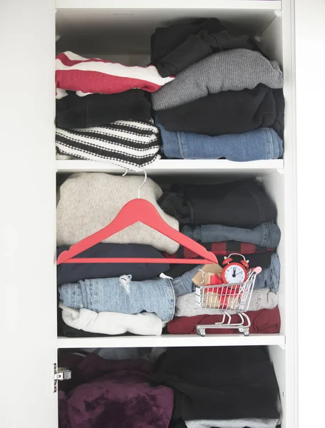 Beautiful wardrobe full of clothes — Stock Photo, Image