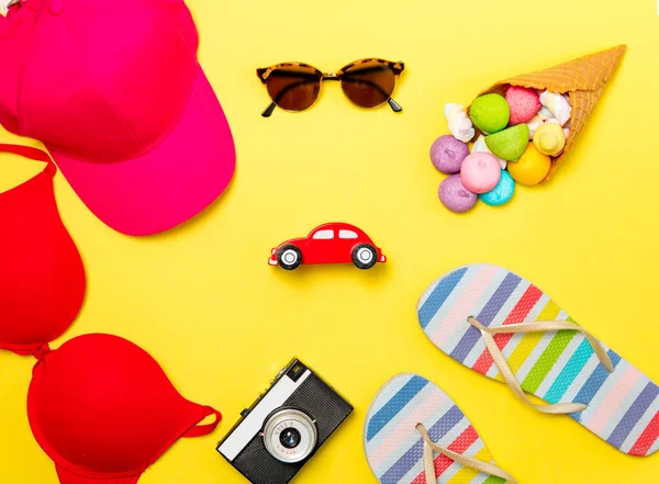 Conjunto de objetos de vacaciones de verano — Foto de Stock