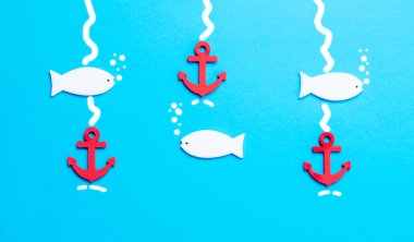 white fish in blue water clipart