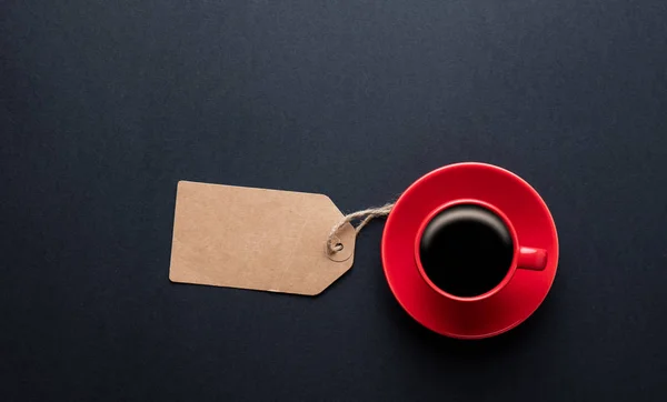 Xícara vermelha de café quente — Fotografia de Stock