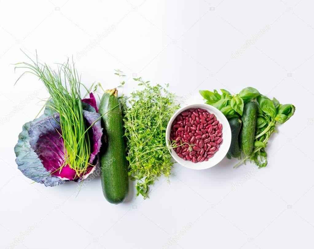 Herbs and vegetables with kidney beans