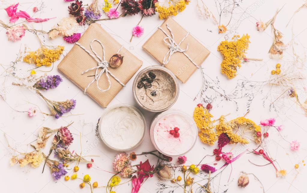 Organic cosmetic creams and gifts 