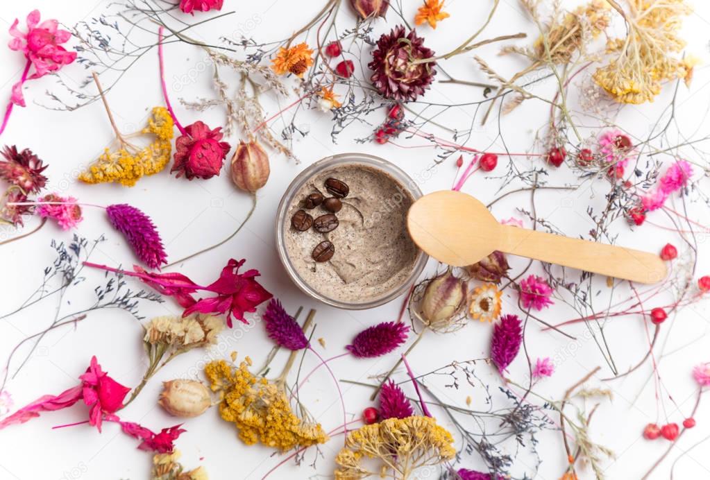 Cream organic cosmetics with herbs