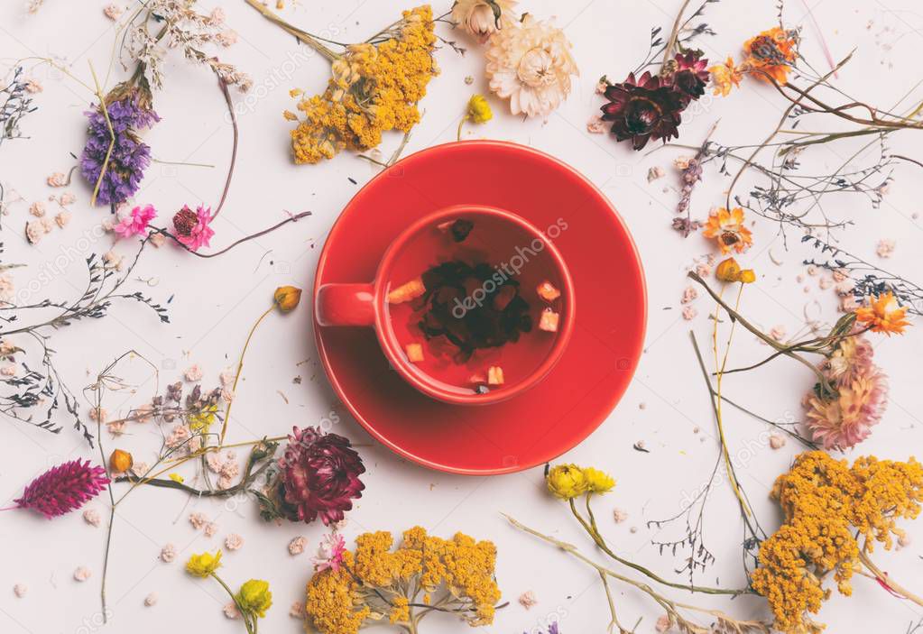 healthy organic tea with herbs 