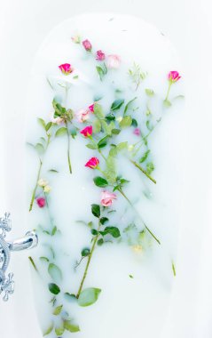 Köpük banyosu içinde gül