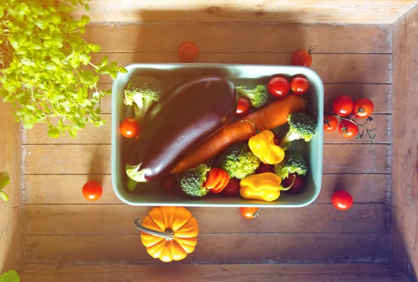 Zöldségek egy vacsorára a tábla — Stock Fotó