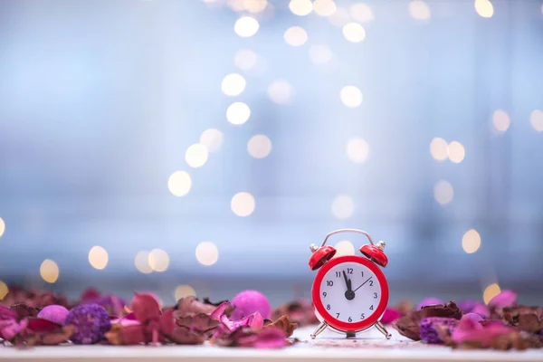보라색 약초와 빈티지 알람 시계 — 스톡 사진
