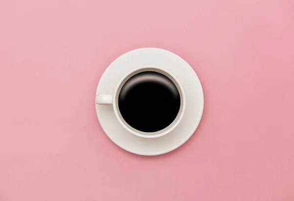 Taza Blanca Café Sobre Fondo Rosa — Foto de Stock