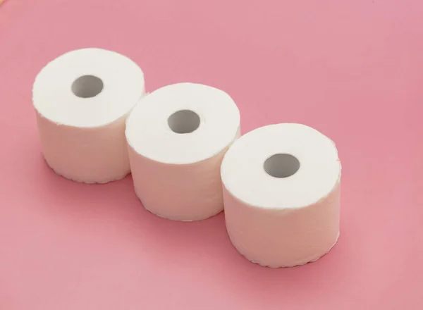 Toiletpapier Roze Kleur Achtergrond — Stockfoto