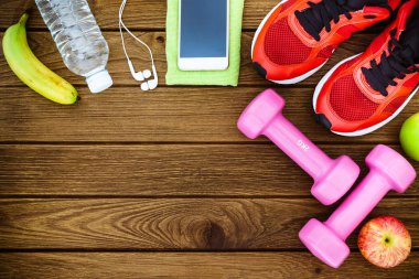 Fitness, sağlıklı ve aktif yaşam kavramı, halter, spor