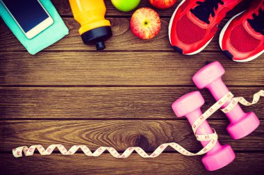 Fitness, sağlıklı ve aktif yaşam kavramı, halter, spor