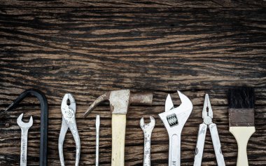 Natürmort ahşap arka plan üzerinde araçları