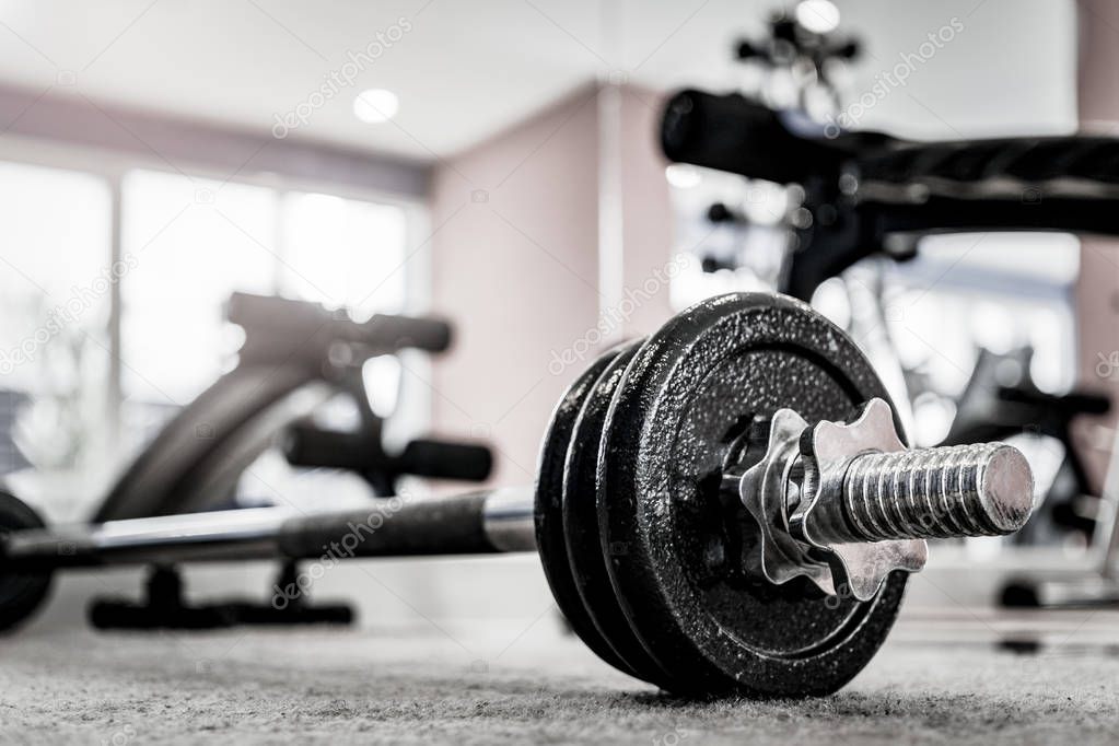 Closeup image of a fitness equipment in gym