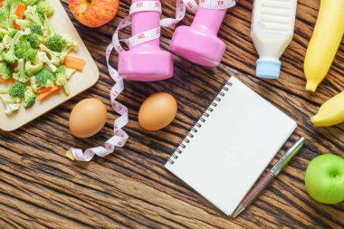 Sağlıklı beslenme, diyet, zayıflama ve kilo kaybı kavramı - üst 