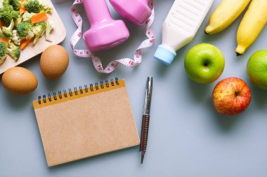 Sağlıklı beslenme, diyet, zayıflama ve kilo kaybı kavramı - üst 