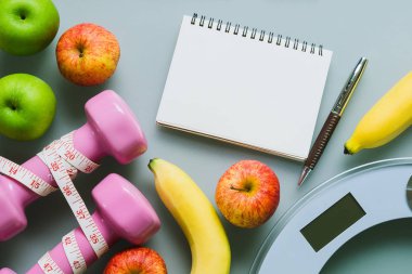 Fitness ve arka plan kavramı diyet sağlıklı aktif yaşam tarzı.