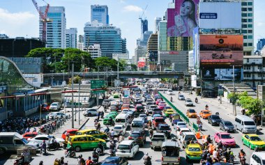 Bangkok, Tayland - 2017 27 Eylül: Trafik Jam sabahları