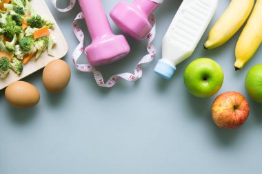 Sağlıklı beslenme, diyet, zayıflama ve kilo kaybı kavramı - üst 