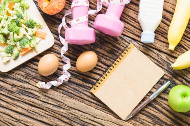 Sağlıklı beslenme, diyet, zayıflama ve kilo kaybı kavramı - üst 