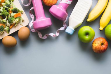 Sağlıklı beslenme, diyet, zayıflama ve kilo kaybı kavramı - üst 