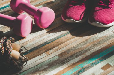 Fitness, sağlıklı ve aktif yaşam kavramı, Natürmort du