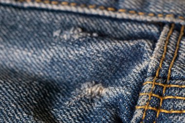 Denim kot arka plan, kopya alanı ile seçici odak yakın çekim.