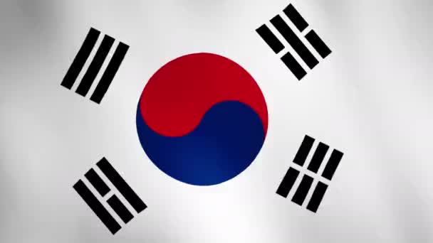 South Korea Republic Korea Flag Waving Flag Animation Background Realistic — Stock Video