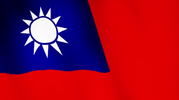 Tchajwanská Vlajka Mává Vlajka Animace Pozadí Closeup Republic China Flag — Stock video