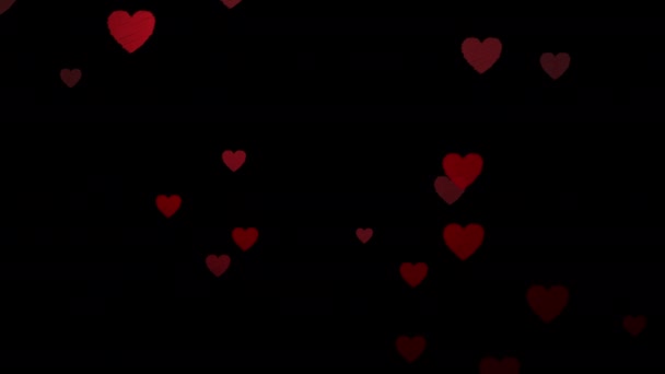 Flytande Röda Hjärtan Sömlös Loop Med Alpha Kanal Isolerad Kärlek — Stockvideo