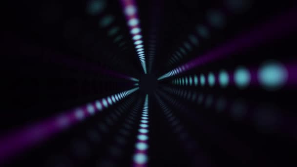 Abstrakt Glödande Spiral Cirkel Tunnel Vågiga Rörelse Bakgrund Blå Ljus — Stockvideo