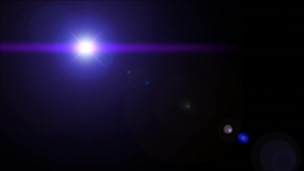 Horizontal Movendo Lente Óptica Flare Effect Iluminação Lâmpada Raios Explosão — Vídeo de Stock