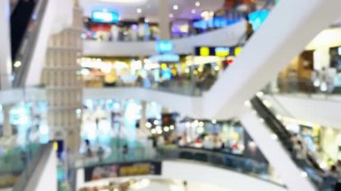 Bulanık alışveriş merkezi salonu. Soyut bulanıklık güzel modern alışveriş merkezleri ve perakende mağazaları arka plan için. Mağaza içinde. Alışveriş merkezi. Hafta sonu tatili.