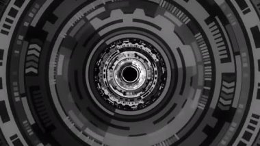 Kusursuz döngü arkaplan fütüristik Radar HUD animasyon duvar kağıdı retro grunge tarzı renkte. Sanat bilim kurgu, teknoloji, ai ve bilim hareketi gradyan özyinelenen soyut arkaplan.