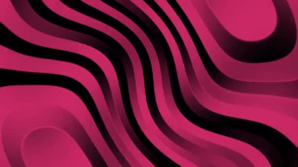Brilhante Listras Rosa Escuras Linhas Onda Abstrato Fundo Preto Padrão — Vídeo de Stock