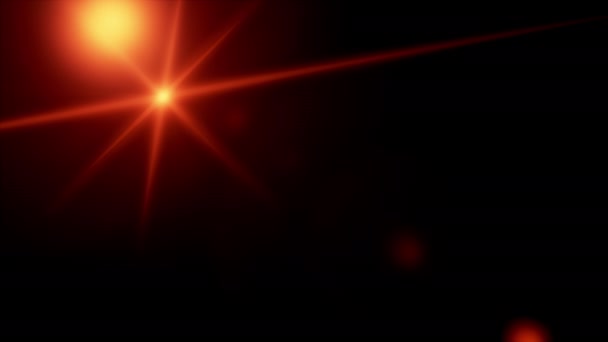 Abstract Optical Vintage Lens Flare Burst Black Background Red Orange — 비디오