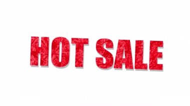 HOT SALE red text word letter on white background. Alpha Channel included isolated on black color. Element concept for promotion sale and clearance sale and for promote sale season.
