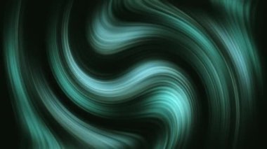 Abstract seamless loop light blue green twisted gradient on dark background. 3d render stripes rippling. Futuristic geometric patterns fluid trendy motion background design smooth color transition.