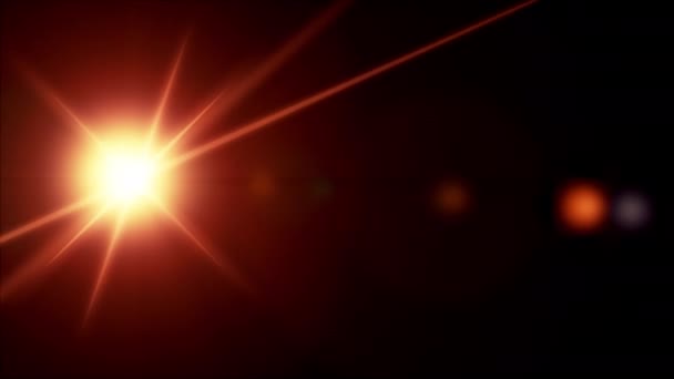 Optical Lens Flare Effect Bright Orange Light Appearing Left Move — Stockvideo