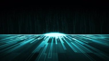 Science Futuristic Countdown animation. Grow blue light on black vintage retro sci-fi cinematic countdown motion graphics digitally generated screen.