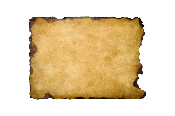 old crushed vintage retro paper sheet  with the burned edges isolated on white background. Old photo texture with stains and scratches. Antique textured art concept.