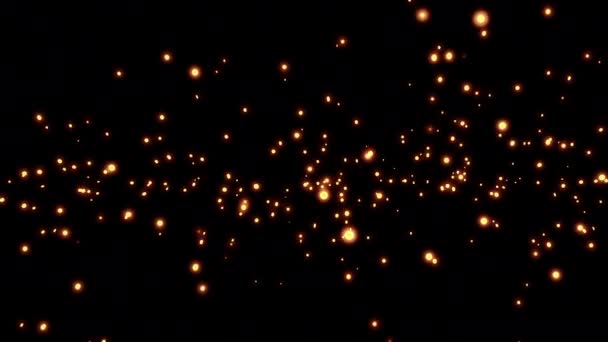 Abstract Deeltjes Achtergrond Met Animatie Van Bewegende Gloeiende Oranje Deeltjes — Stockvideo
