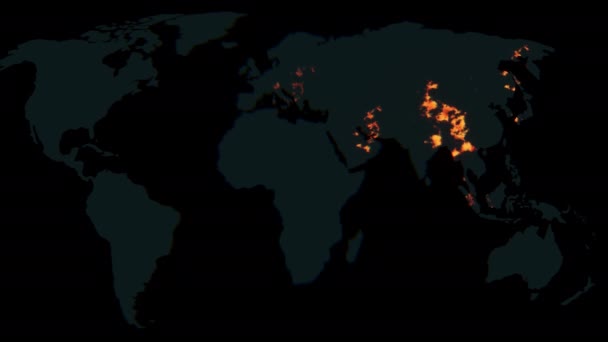 Abstrakt Covid Corona Virus Světová Mapa Šíření Nemocí Animace Infekční — Stock video